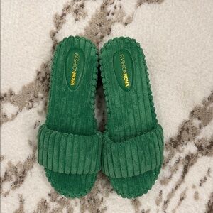 Fashion Nova Green Terry Cloth Platform Sandals